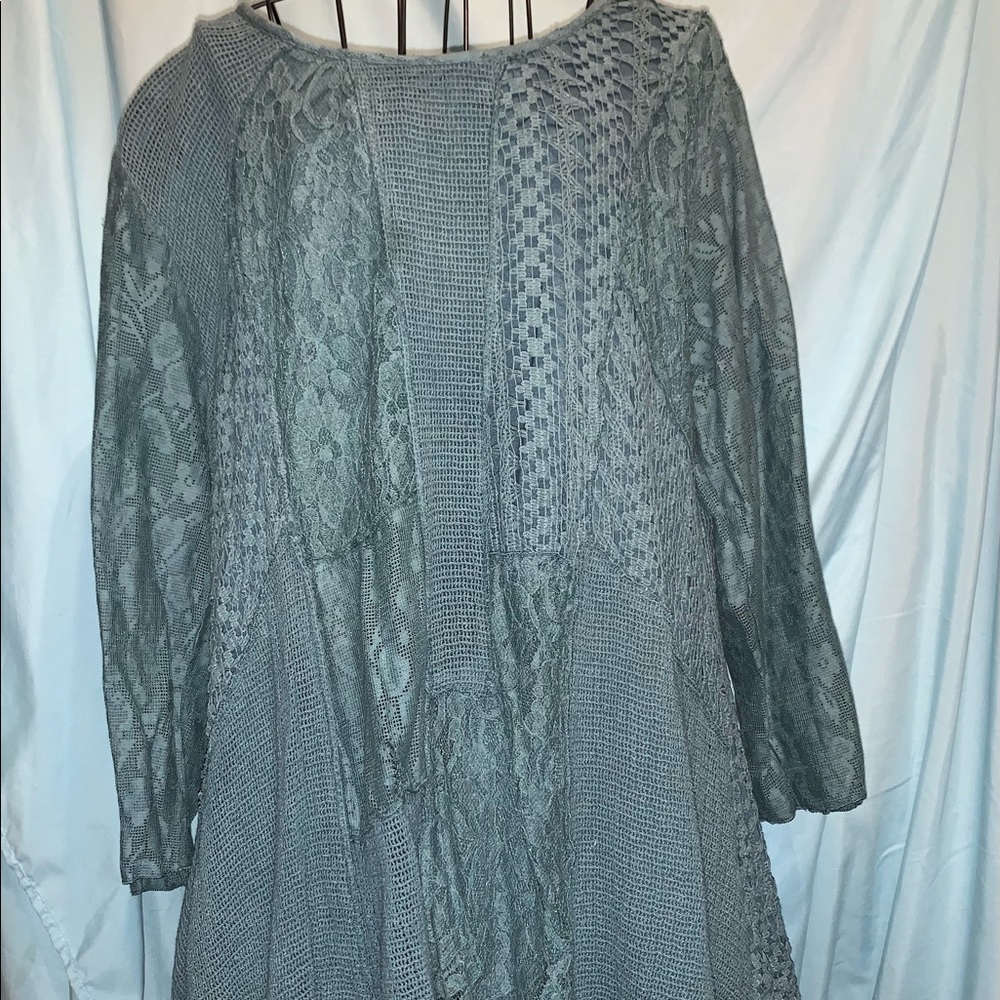 Teal multi textured top 2X